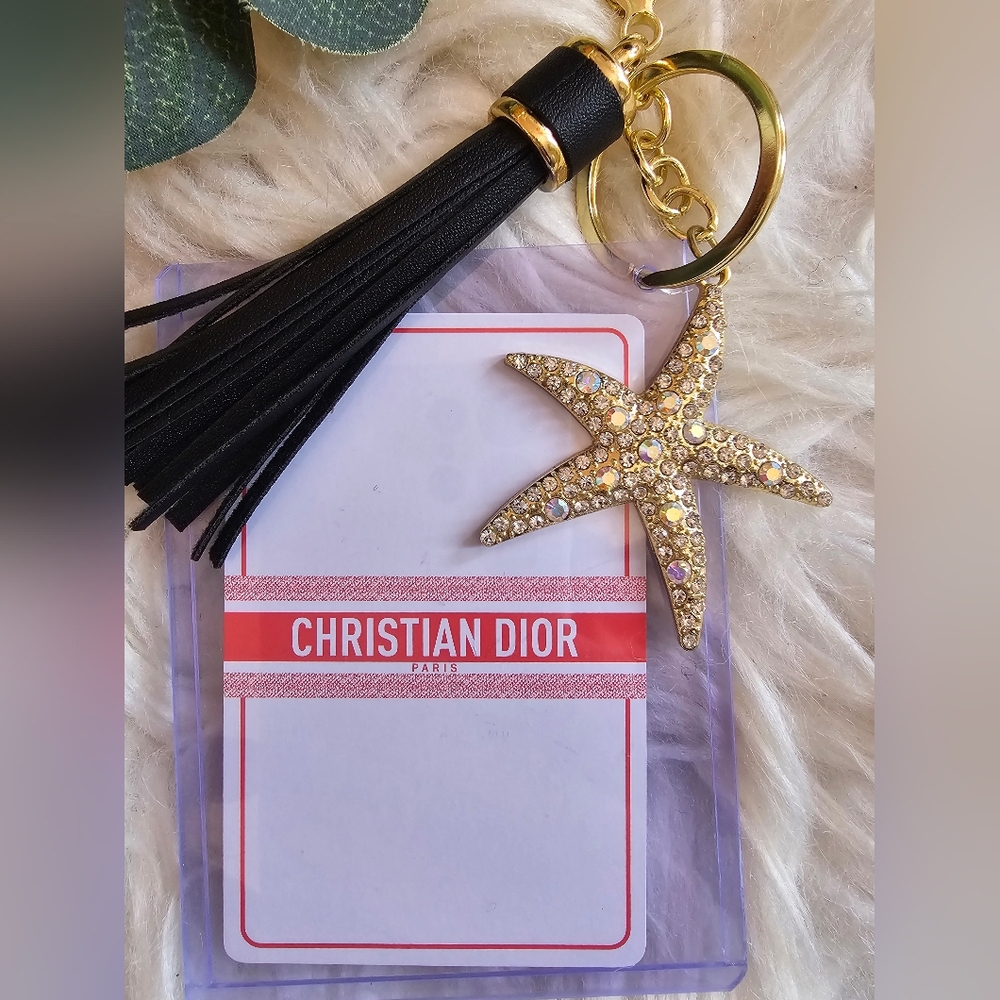 Dior Black and Gold Keychain with Starfish Charm - Picture 4 of 8